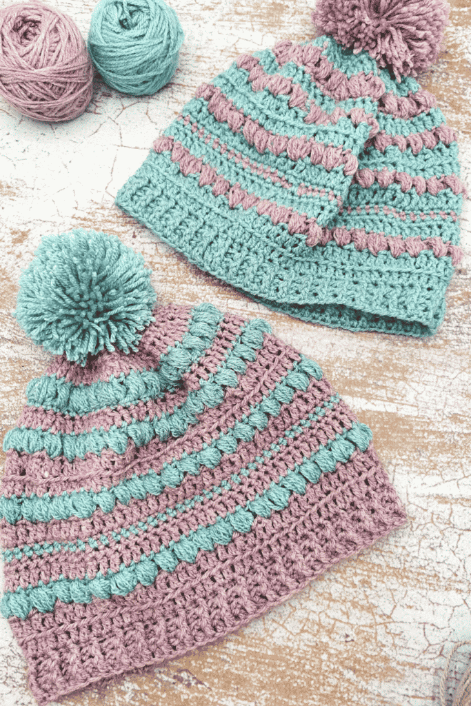 the candy floss twins slouchy hat crochet pairing