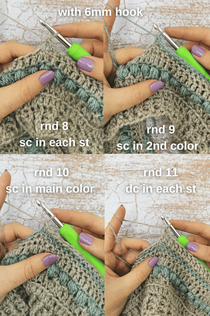 slouchy beanie crochet pattern - round 8 - 11